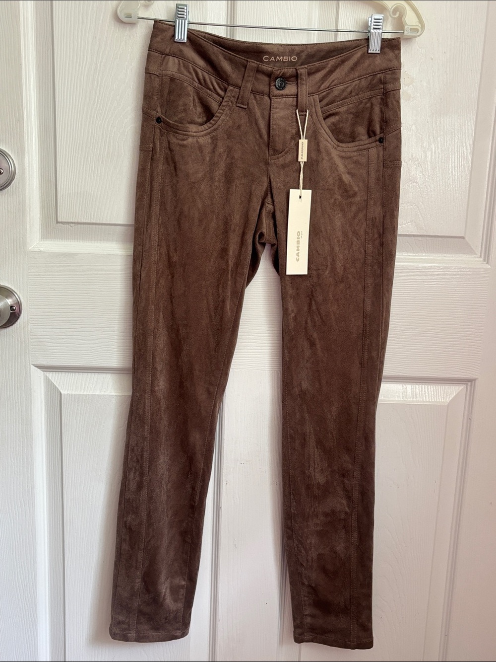 NEW Cambio Love Brown Faux-Suede Skinny Pants